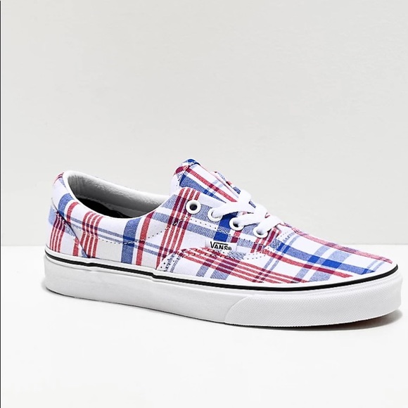 Vans Era Plaid Blue, Red & True White Skate Shoes - Picture 2 of 12